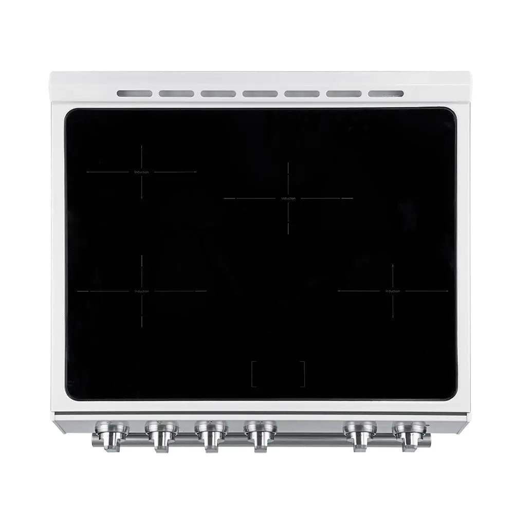 Forno Leonardo Espresso 30-Inch Slide-In White Induction Range, Convection Oven, 5 Cooking Zones, Touch Control Panel FORNO