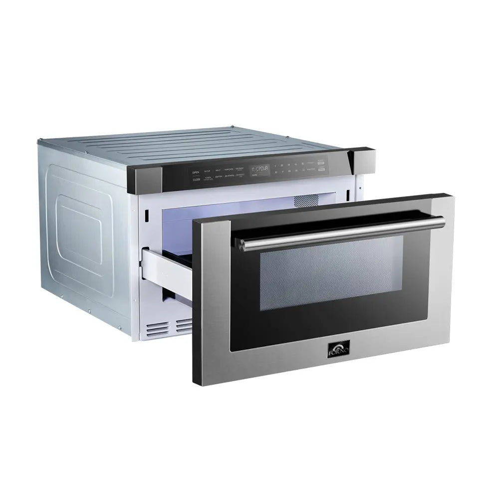 Forno Capoliveri 24-Inch Microwave Drawer, Stainless Steel, 1.2 cu.ft, 1500 Watts, Built-In, Touch Control LCD Display, Auto-Touch Open/Close FORNO