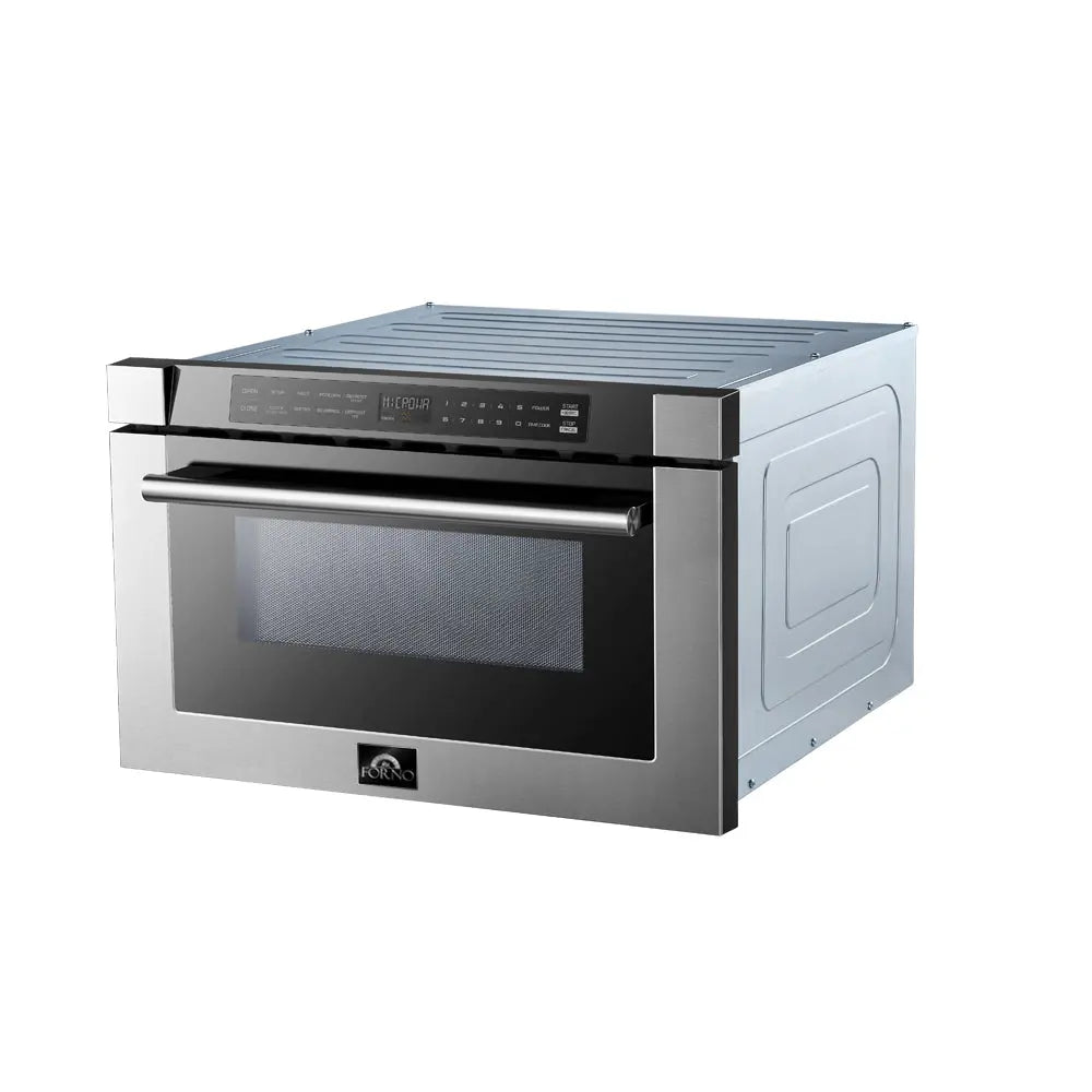 Forno Capoliveri 24-Inch Microwave Drawer, Stainless Steel, 1.2 cu.ft, 1500 Watts, Built-In, Touch Control LCD Display, Auto-Touch Open/Close FORNO