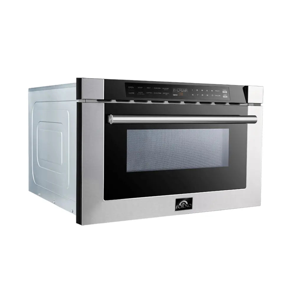 Forno Capoliveri 24-Inch Microwave Drawer, Stainless Steel, 1.2 cu.ft, 1500 Watts, Built-In, Touch Control LCD Display, Auto-Touch Open/Close FORNO