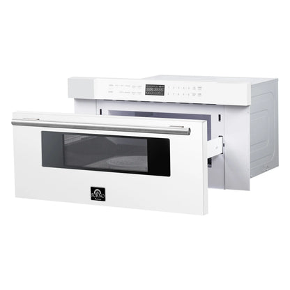 Forno Capoliveri Espresso 30-Inch Microwave Drawer, White, 1.2 cu.ft, 1500 Watts, Built-In, Touch Control LCD Display, Auto-Touch Open/Close FORNO