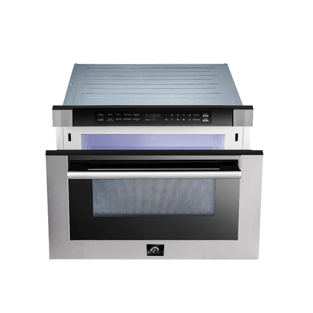 Forno Capoliveri 24-Inch Microwave Drawer, Stainless Steel, 1.2 cu.ft, 1500 Watts, Built-In, Touch Control LCD Display, Auto-Touch Open/Close FORNO