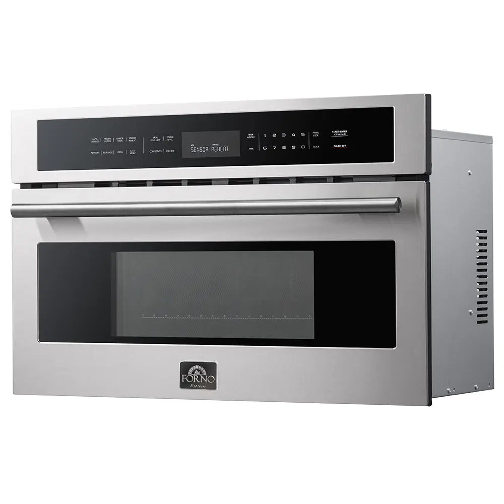 FORNO 2-Piece Kitchen Bundle - 30" Stainless Steel Single Wall (1333-30) Oven, 30" Stainless Steel Microwave (3093-30) FORNO