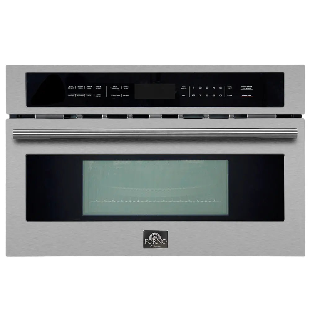 FORNO 2-Piece Kitchen Bundle - 30" Stainless Steel Single Wall (1333-30) Oven, 30" Stainless Steel Microwave (3093-30) FORNO