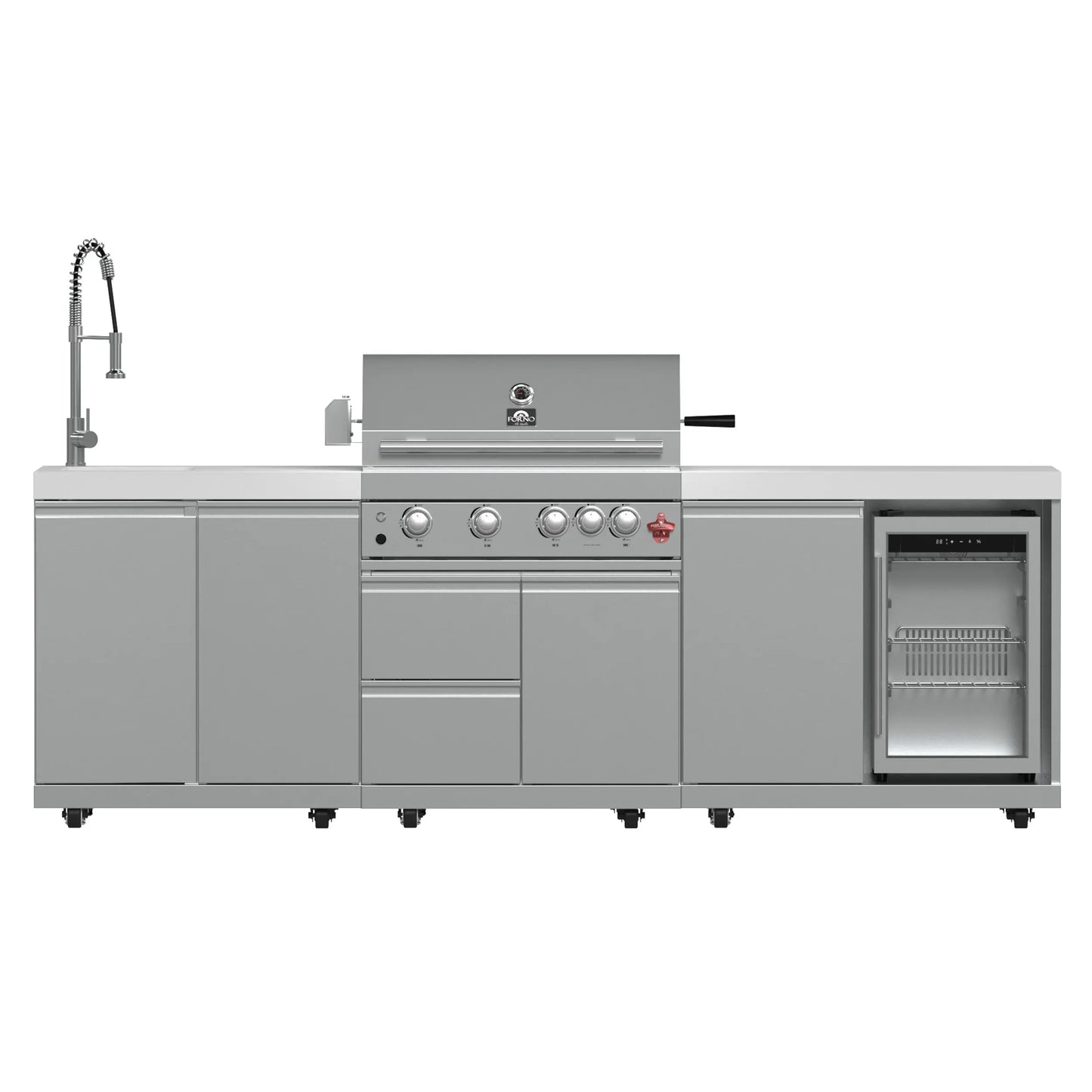 FORNO Bulnes 30-Inch BBQ, 60,000 BTU, 3 Burners with Sear & Rotisserie Infrared Burners, Stainless Steel Outdoor Kitchen FORNO