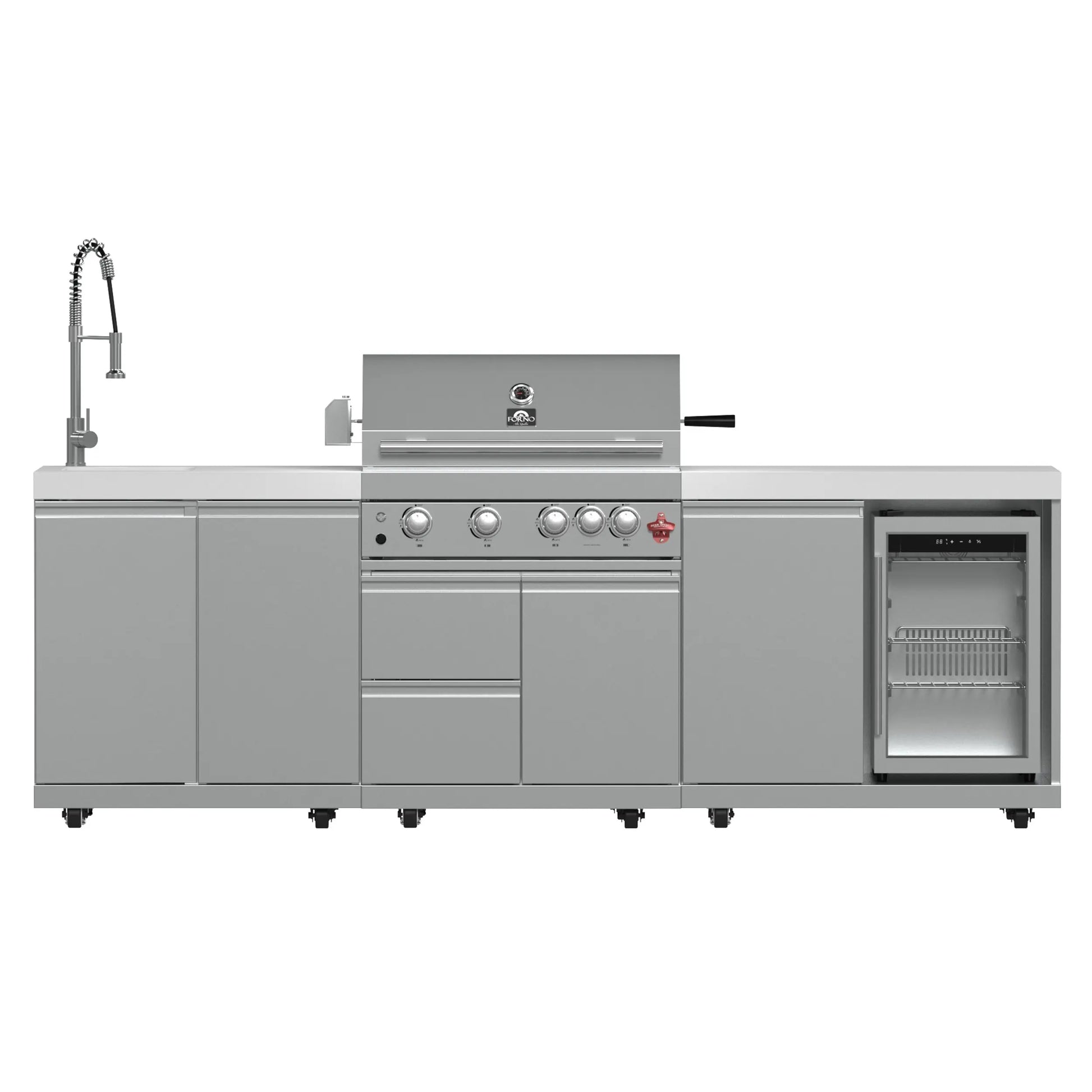 FORNO Bulnes 30-Inch BBQ, 60,000 BTU, 3 Burners with Sear & Rotisserie Infrared Burners, Stainless Steel Outdoor Kitchen FORNO