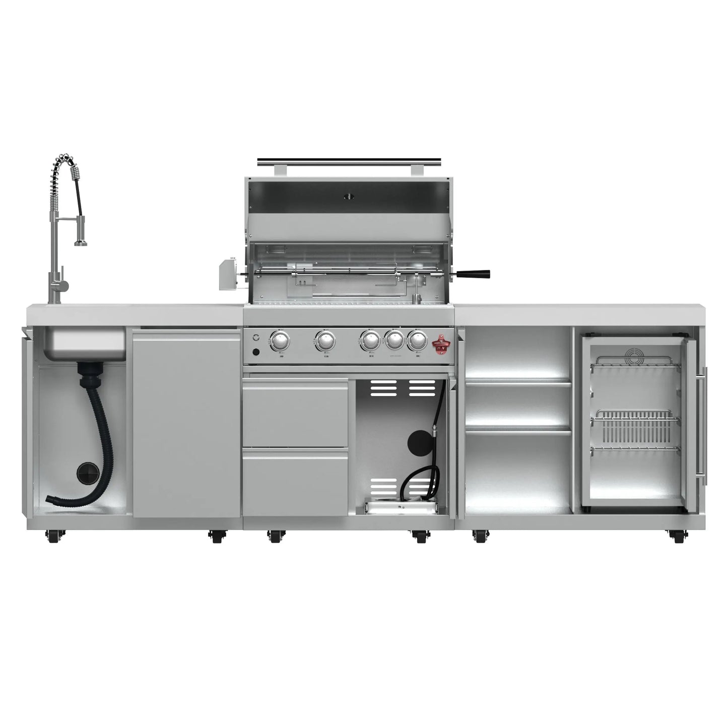 FORNO Bulnes 30-Inch BBQ, 60,000 BTU, 3 Burners with Sear & Rotisserie Infrared Burners, Stainless Steel Outdoor Kitchen FORNO