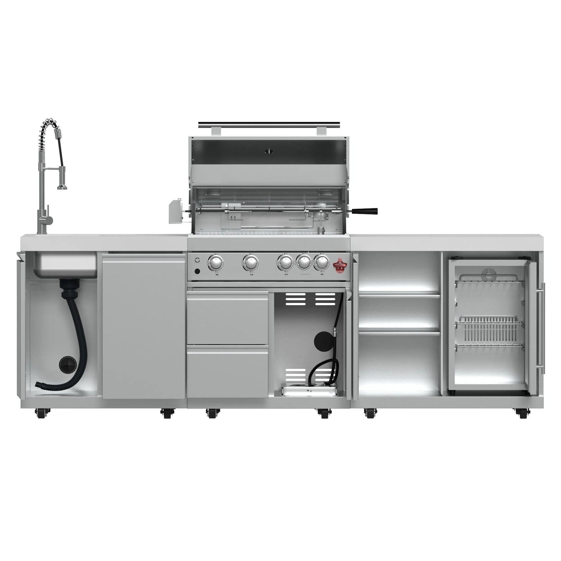 FORNO Bulnes 30-Inch BBQ, 60,000 BTU, 3 Burners with Sear & Rotisserie Infrared Burners, Stainless Steel Outdoor Kitchen FORNO