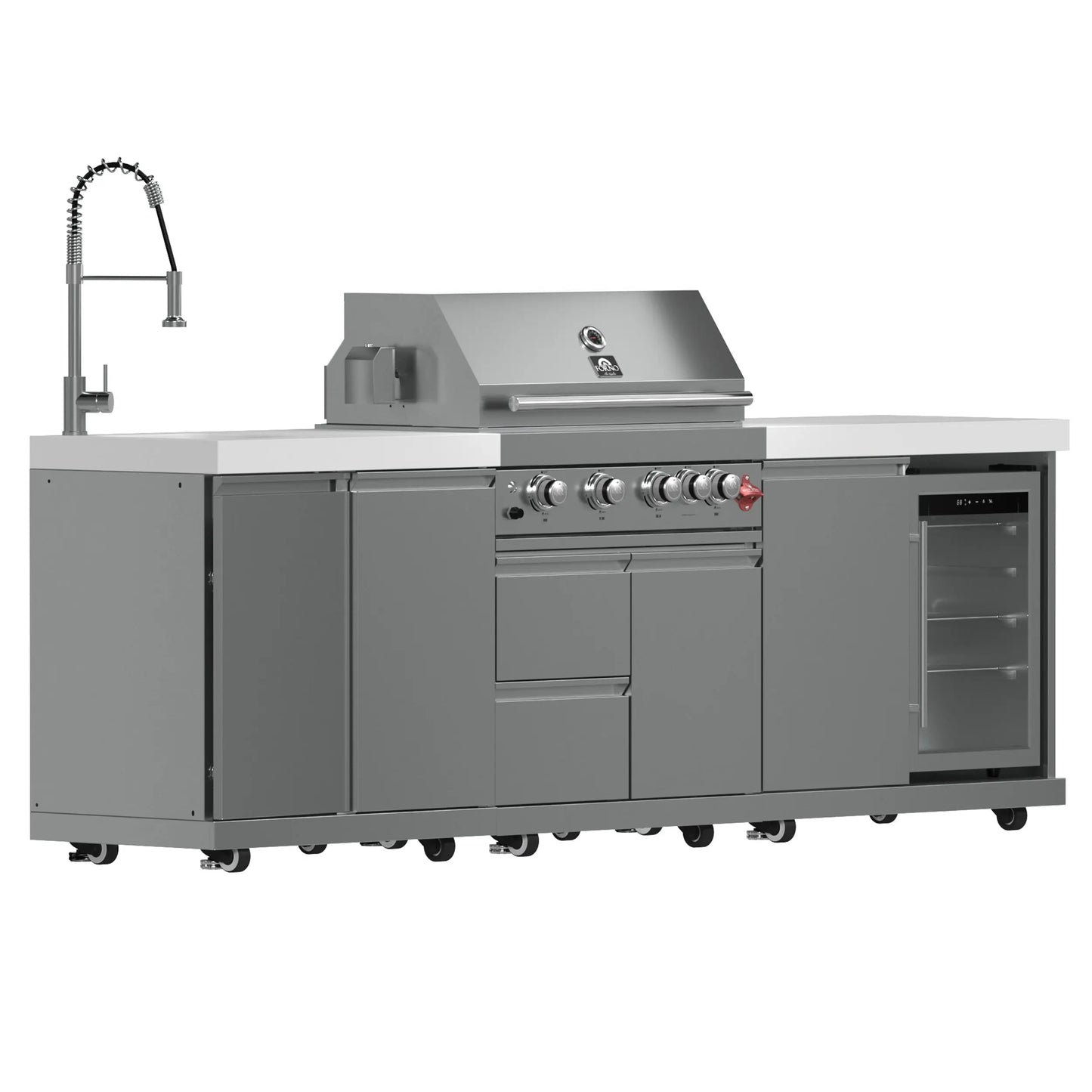 FORNO Bulnes 30-Inch BBQ, 60,000 BTU, 3 Burners with Sear & Rotisserie Infrared Burners, Stainless Steel Outdoor Kitchen FORNO
