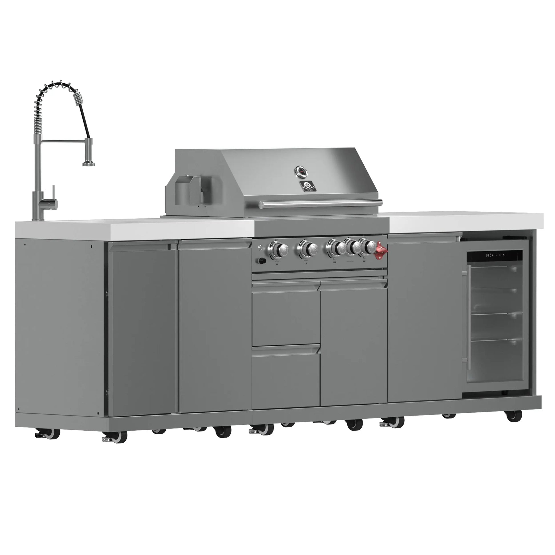 FORNO Bulnes 30-Inch BBQ, 60,000 BTU, 3 Burners with Sear & Rotisserie Infrared Burners, Stainless Steel Outdoor Kitchen FORNO