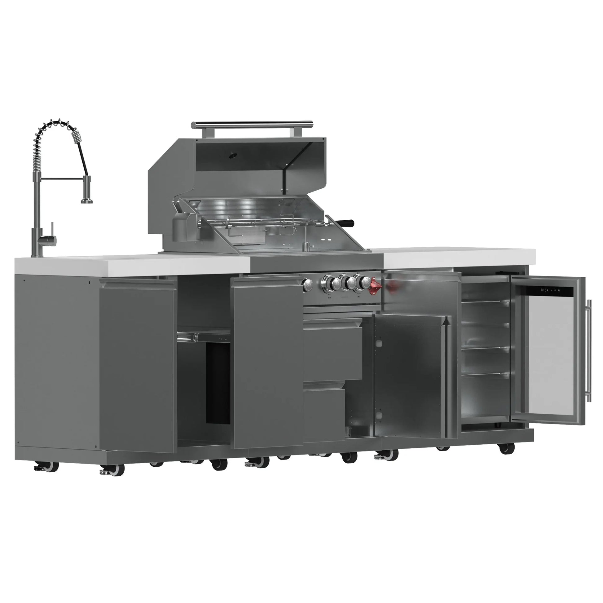 FORNO Bulnes 30-Inch BBQ, 60,000 BTU, 3 Burners with Sear & Rotisserie Infrared Burners, Stainless Steel Outdoor Kitchen FORNO