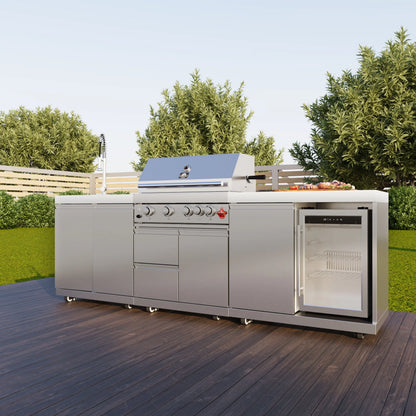 FORNO Bulnes 30-Inch BBQ, 60,000 BTU, 3 Burners with Sear & Rotisserie Infrared Burners, Stainless Steel Outdoor Kitchen FORNO