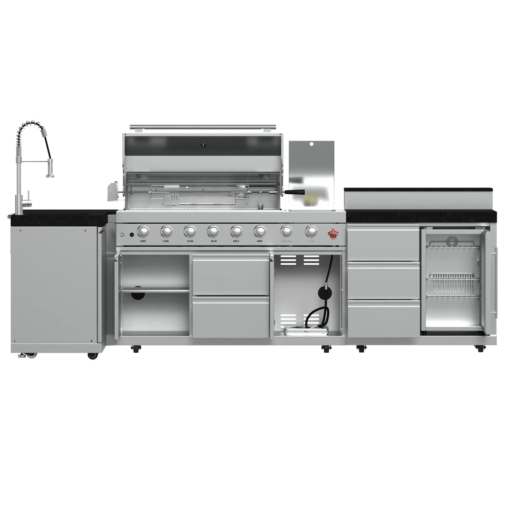 FORNO Bulnes 40-Inch BBQ, 95,000 BTU, 5 Burners, Sear & Rotisserie Infrared with Side Burner, Stainless Steel Outdoor Kitchen FORNO