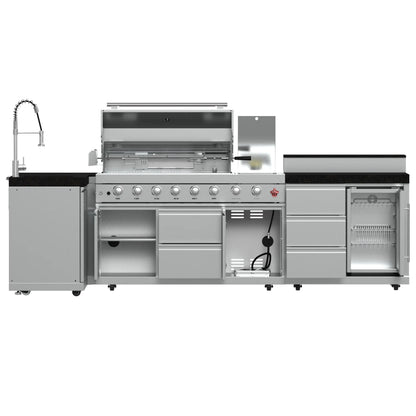 FORNO Bulnes 40-Inch BBQ, 95,000 BTU, 5 Burners, Sear & Rotisserie Infrared with Side Burner, Stainless Steel Outdoor Kitchen FORNO