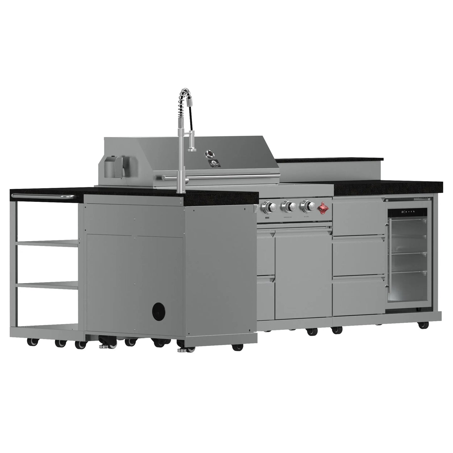FORNO Bulnes 40-Inch BBQ, 95,000 BTU, 5 Burners, Sear & Rotisserie Infrared with Side Burner, Stainless Steel Outdoor Kitchen FORNO