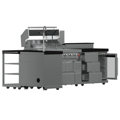 FORNO Bulnes 40-Inch BBQ, 95,000 BTU, 5 Burners, Sear & Rotisserie Infrared with Side Burner, Stainless Steel Outdoor Kitchen FORNO
