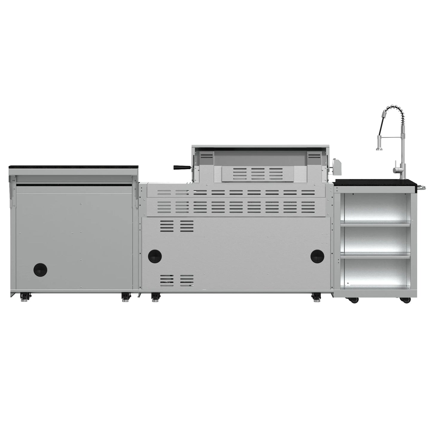 FORNO Bulnes 40-Inch BBQ, 95,000 BTU, 5 Burners, Sear & Rotisserie Infrared with Side Burner, Stainless Steel Outdoor Kitchen FORNO