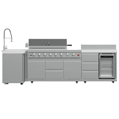 FORNO Bulnes 40-Inch BBQ, 95,000 BTU, 5 Burners, Sear & Rotisserie Infrared with Side Burner, Stainless Steel Outdoor Kitchen FORNO