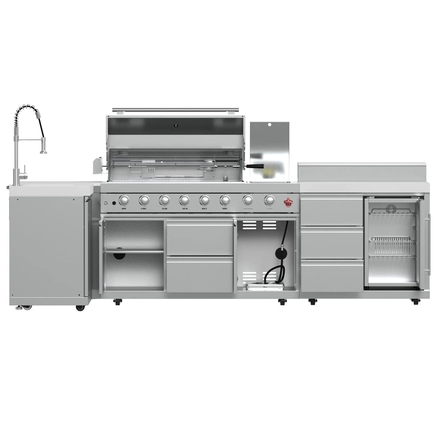 FORNO Bulnes 40-Inch BBQ, 95,000 BTU, 5 Burners, Sear & Rotisserie Infrared with Side Burner, Stainless Steel Outdoor Kitchen FORNO