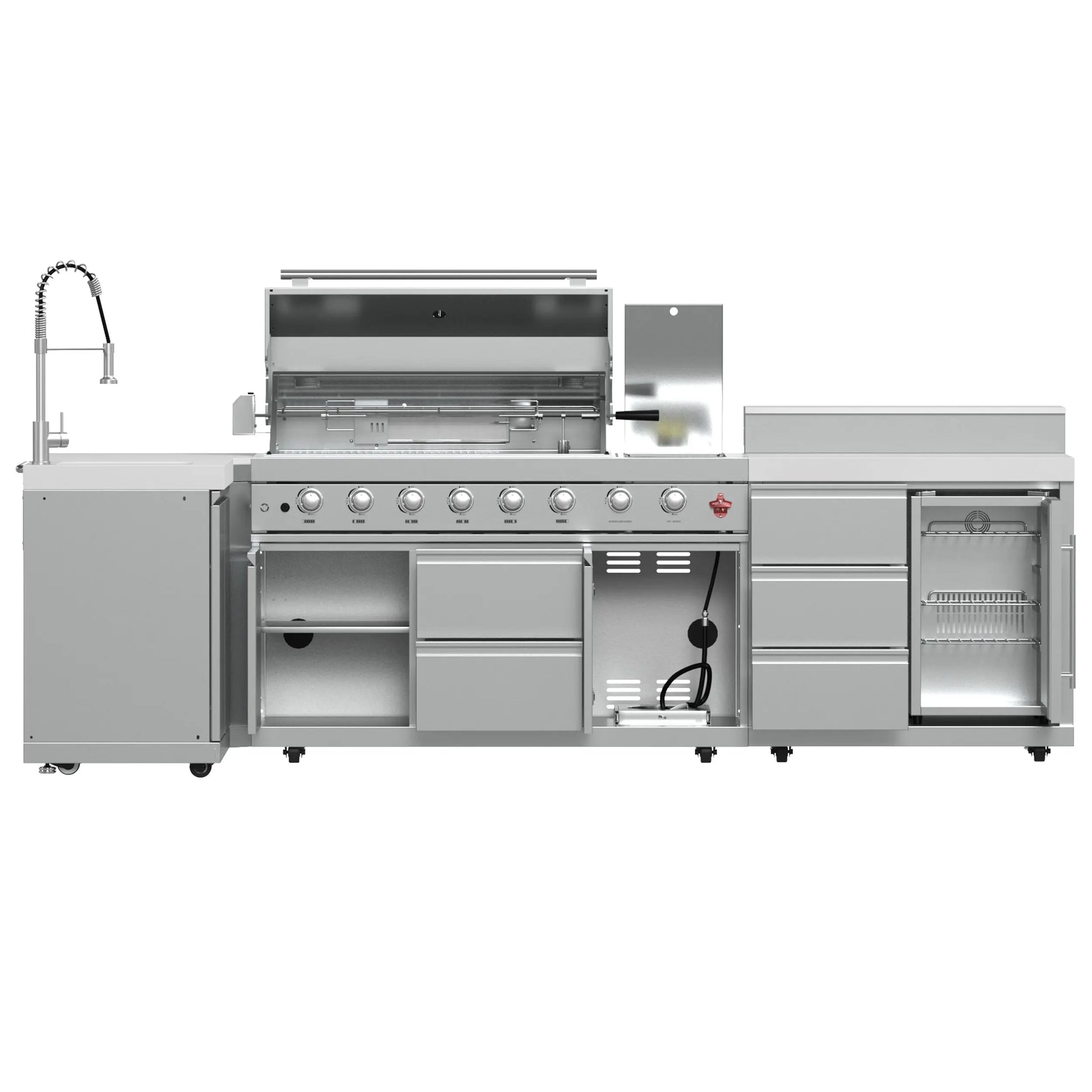 FORNO Bulnes 40-Inch BBQ, 95,000 BTU, 5 Burners, Sear & Rotisserie Infrared with Side Burner, Stainless Steel Outdoor Kitchen FORNO