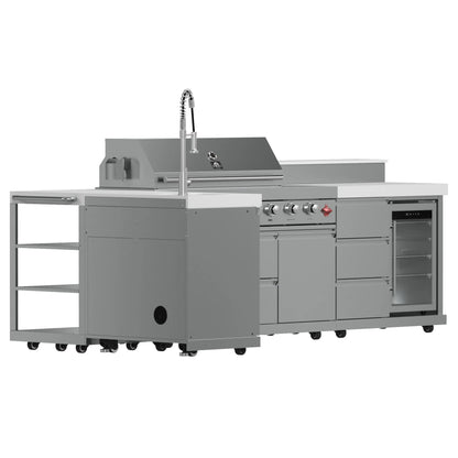 FORNO Bulnes 40-Inch BBQ, 95,000 BTU, 5 Burners, Sear & Rotisserie Infrared with Side Burner, Stainless Steel Outdoor Kitchen FORNO