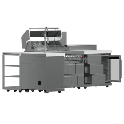FORNO Bulnes 40-Inch BBQ, 95,000 BTU, 5 Burners, Sear & Rotisserie Infrared with Side Burner, Stainless Steel Outdoor Kitchen FORNO