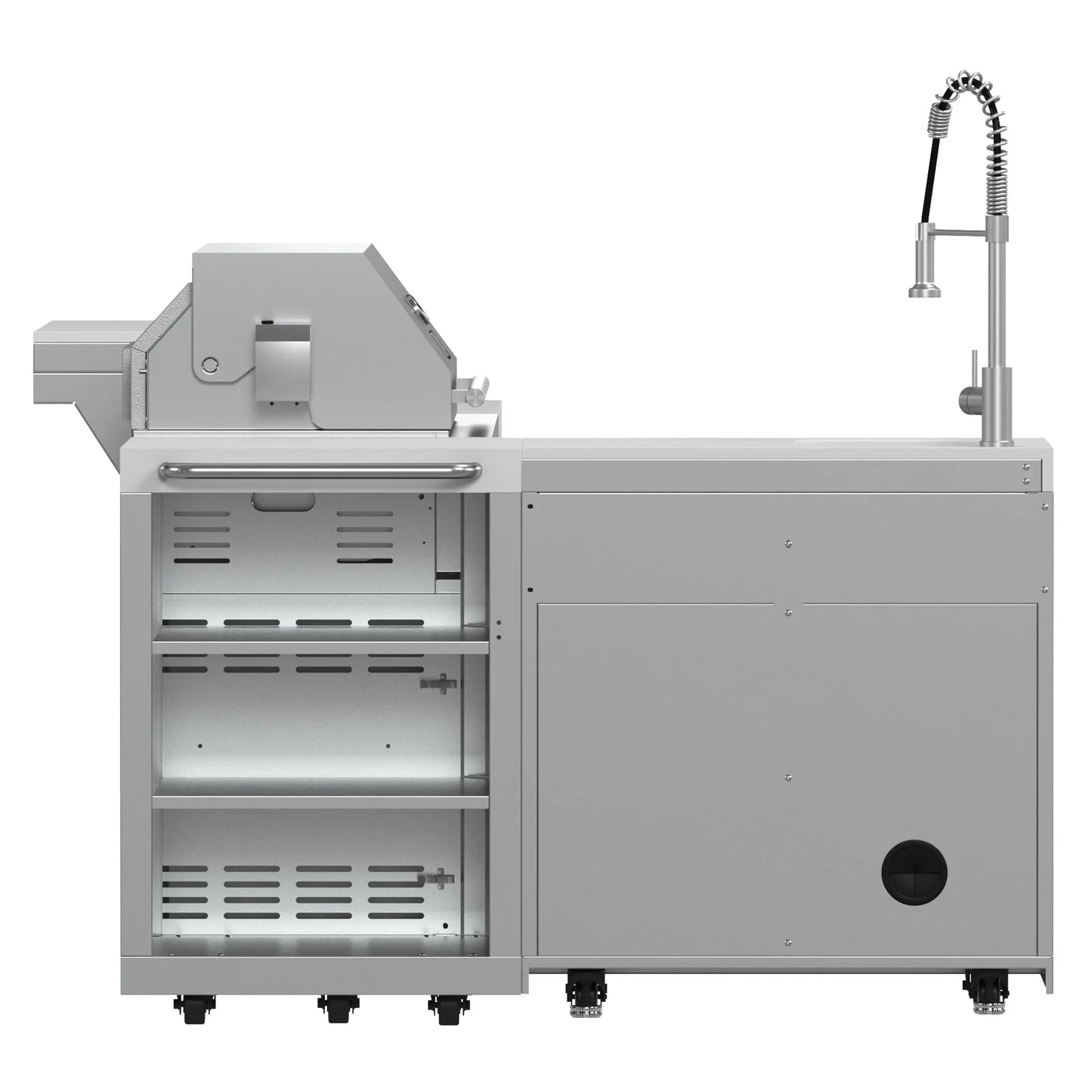 FORNO Bulnes 40-Inch BBQ, 95,000 BTU, 5 Burners, Sear & Rotisserie Infrared with Side Burner, Stainless Steel Outdoor Kitchen FORNO