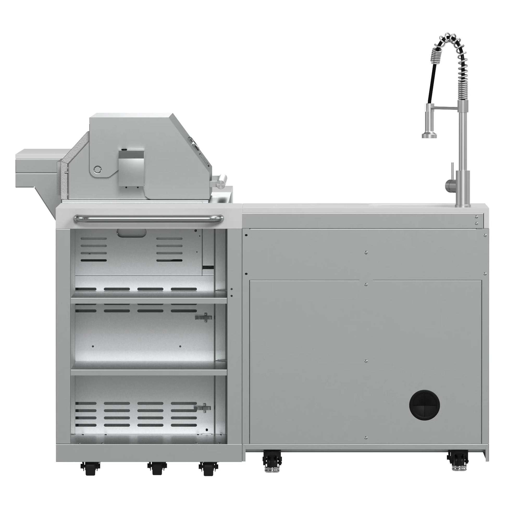 FORNO Bulnes 40-Inch BBQ, 95,000 BTU, 5 Burners, Sear & Rotisserie Infrared with Side Burner, Stainless Steel Outdoor Kitchen FORNO