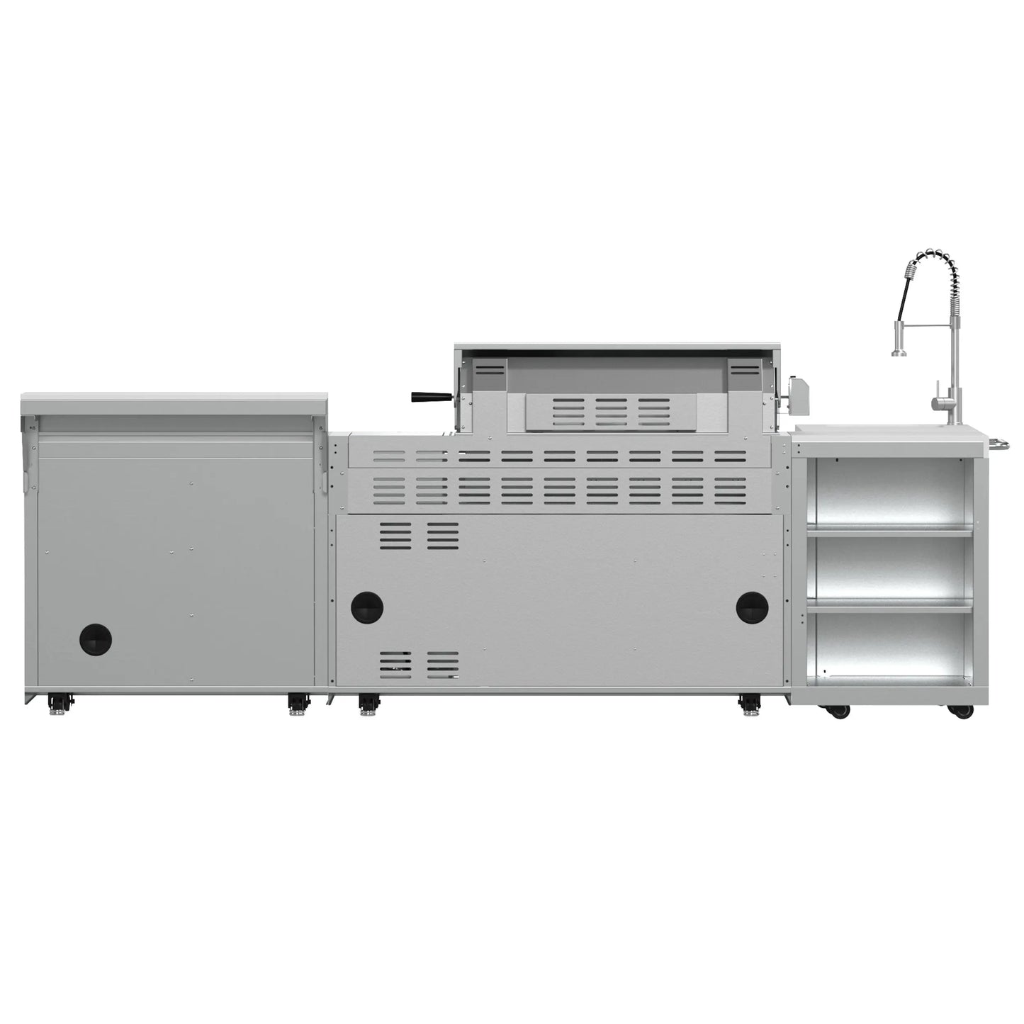 FORNO Bulnes 40-Inch BBQ, 95,000 BTU, 5 Burners, Sear & Rotisserie Infrared with Side Burner, Stainless Steel Outdoor Kitchen FORNO
