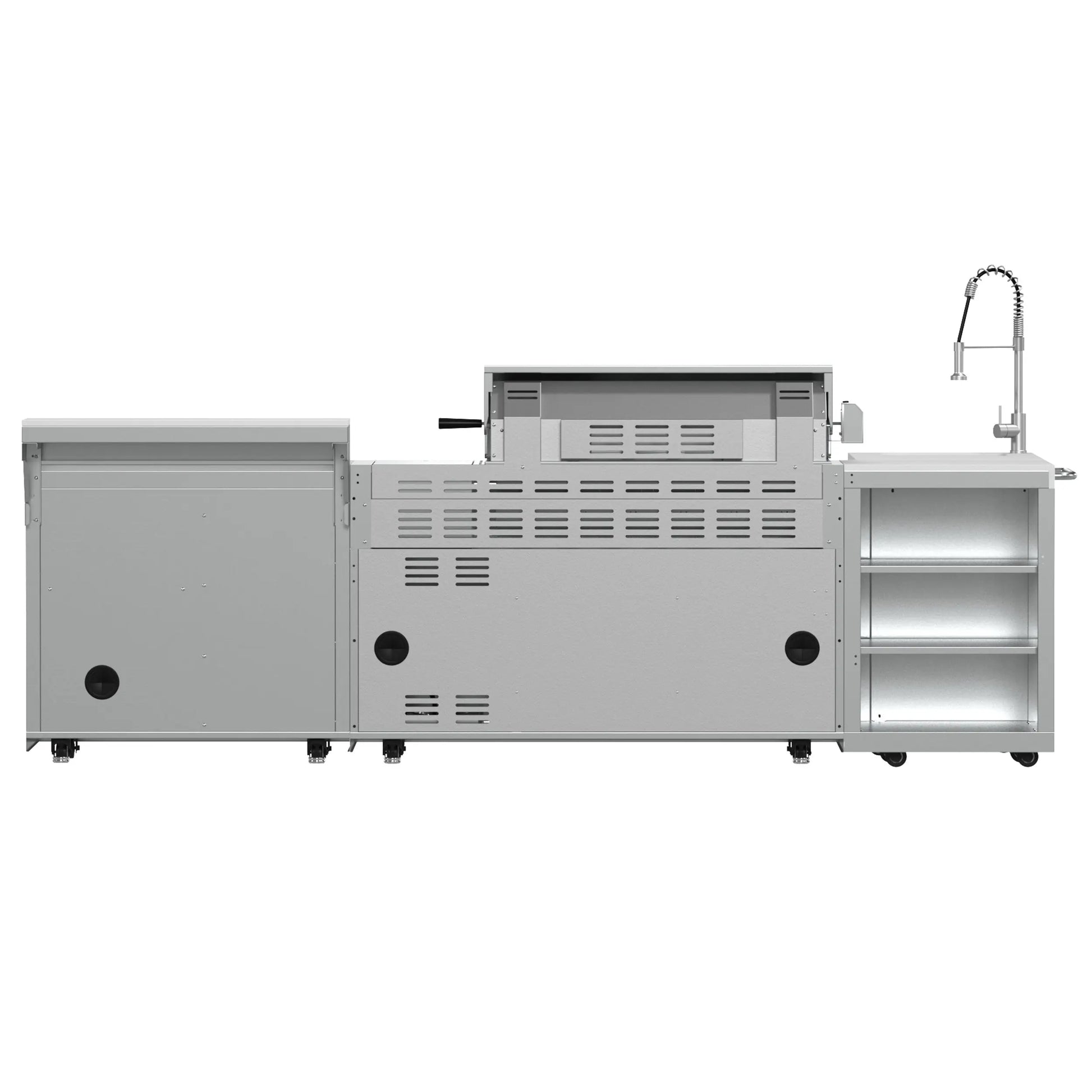 FORNO Bulnes 40-Inch BBQ, 95,000 BTU, 5 Burners, Sear & Rotisserie Infrared with Side Burner, Stainless Steel Outdoor Kitchen FORNO