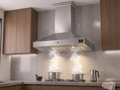 Forno Coppito 30-Inch Island Range Hood, Stainless Steel, LED Lighting, Adjustable Fan Speeds FORNO