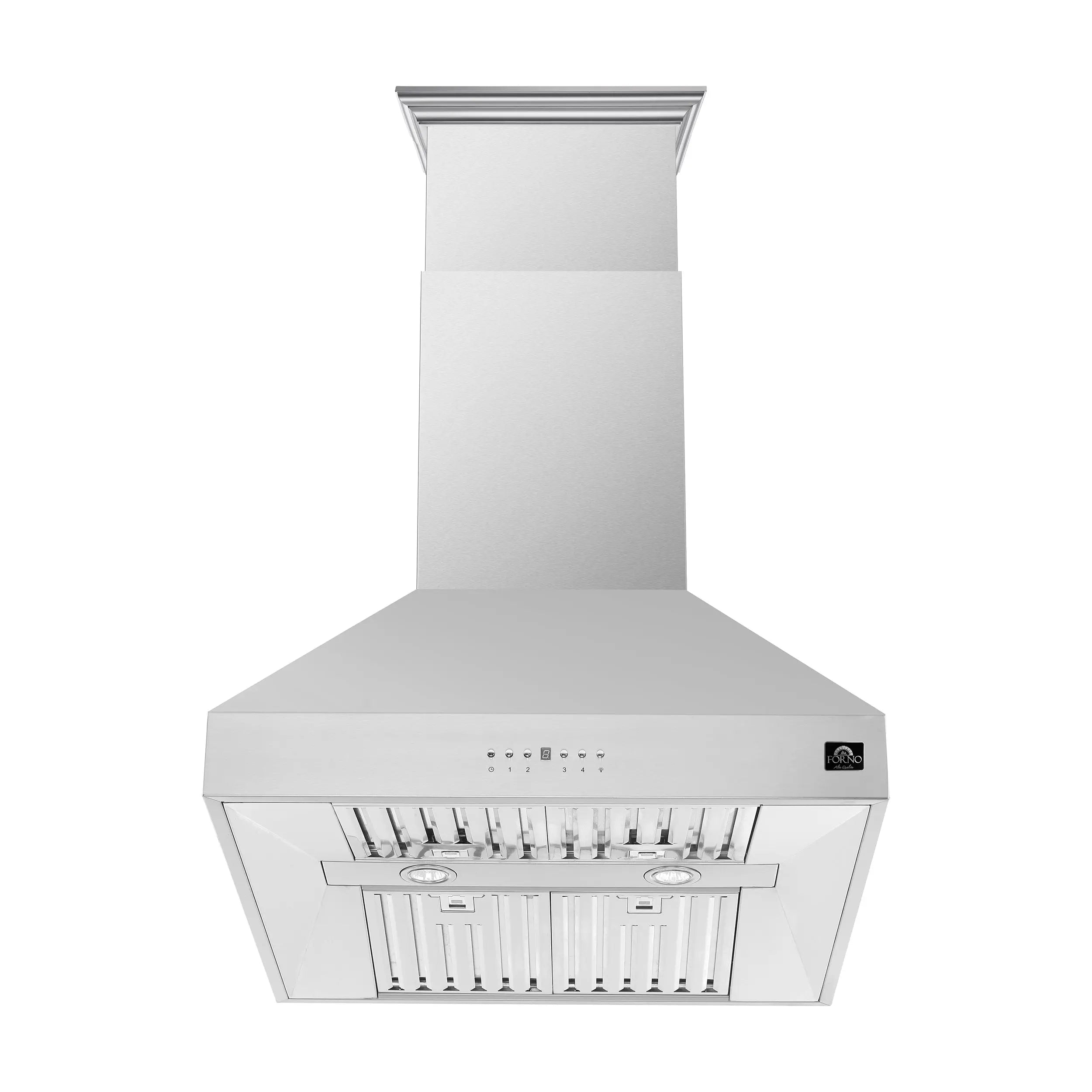 Forno Coppito 36-Inch Island Range Hood, Stainless Steel, LED Lighting, Adjustable Fan Speeds FORNO