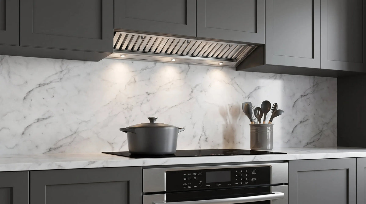 Forno Frassanito 48-Inch Recessed Range Hood, Stainless Steel Baffle Filters, LED Lighting FORNO
