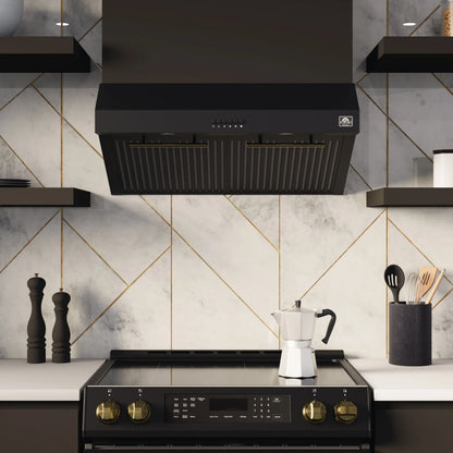 Forno Bari Espresso 30-Inch Under Cabinet Range Hood, Black, 600 CFM, LED Lighting, Dishwasher-Safe Baffle Filters, 3-Speed Fan Control FORNO