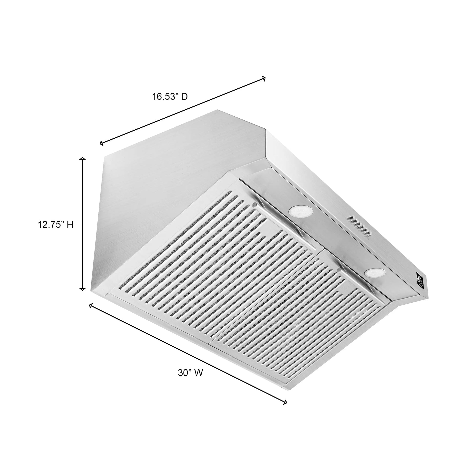 Forno Bari Espresso 30-Inch Under Cabinet Range Hood, Stainless Steel, 400 CFM, LED Lighting, Dishwasher-Safe Baffle Filters, 4-Speed Fan Control FORNO