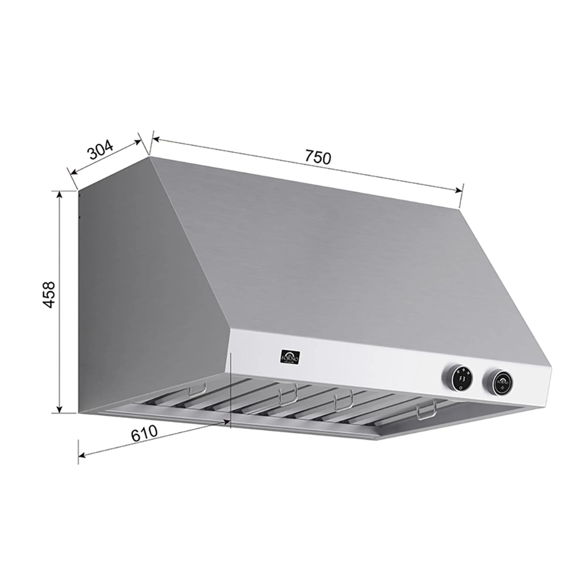 Forno Biagio 30-Inch Wall Mounted Range Hood, Stainless Steel, Heavy Duty FORNO