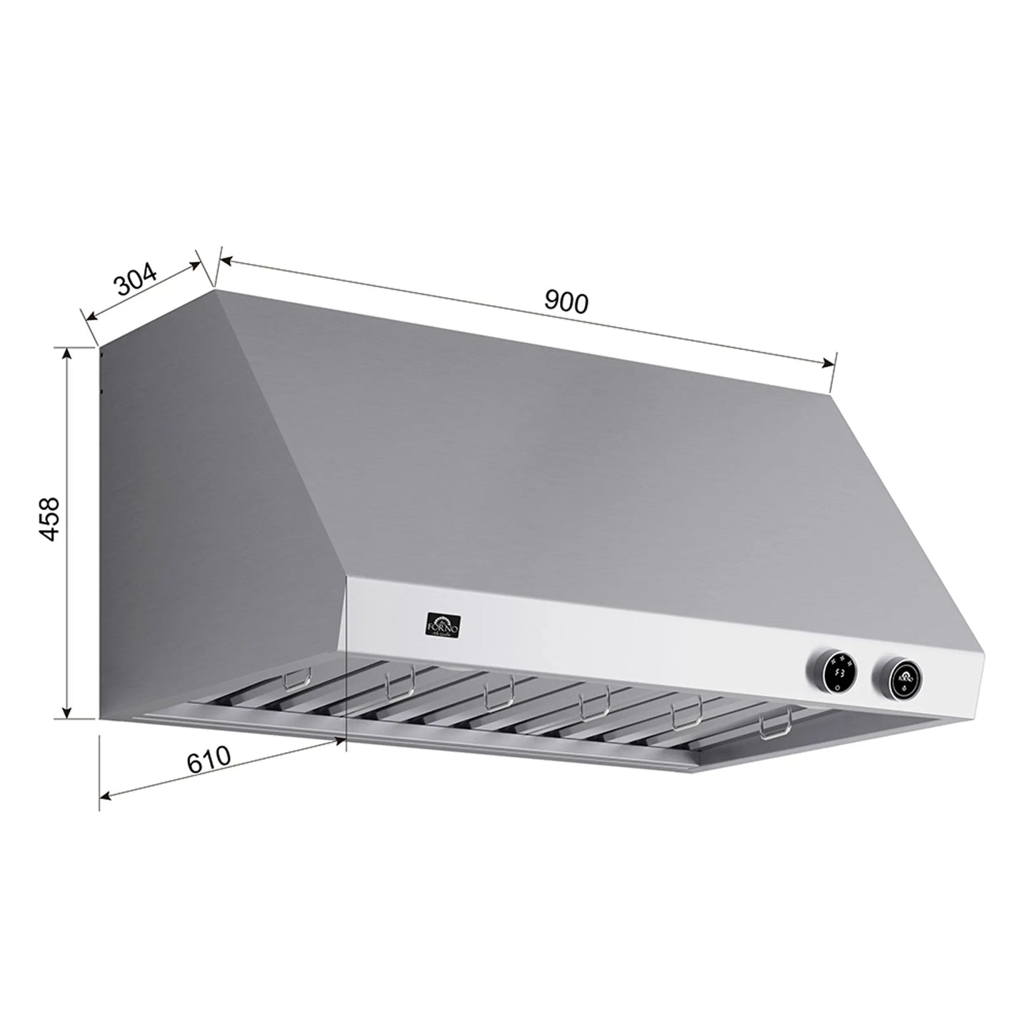 Forno Biagio 36-Inch Wall Mounted Range Hood, Stainless Steel, Heavy Duty FORNO
