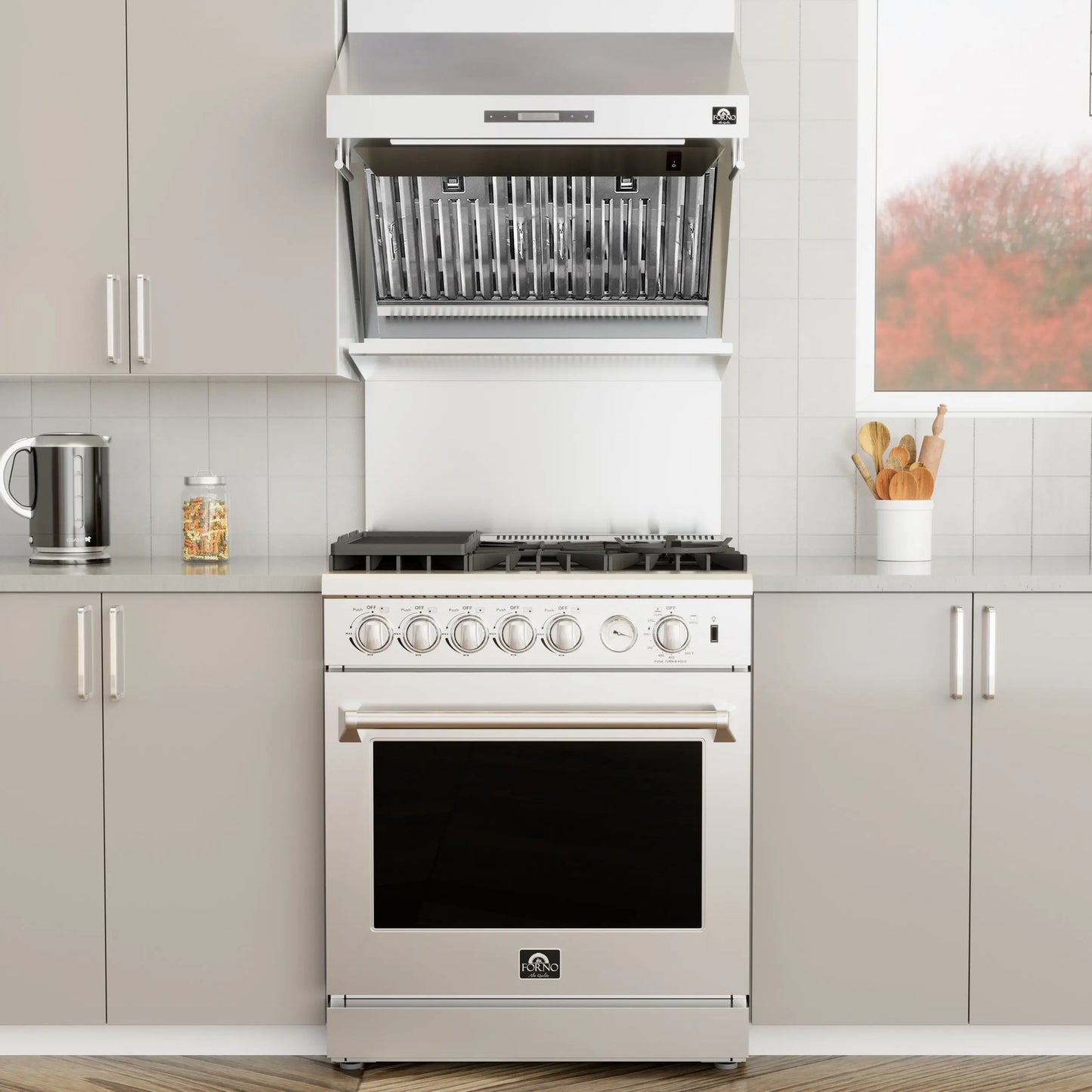 Forno Savona 30-Inch Wall Mount Range Hood, Baffle Filters, Backsplash Included FORNO