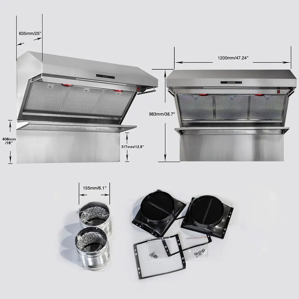 Forno Savona 48-Inch Wall Mount Range Hood, Hybrid Filters, Backsplash Included FORNO
