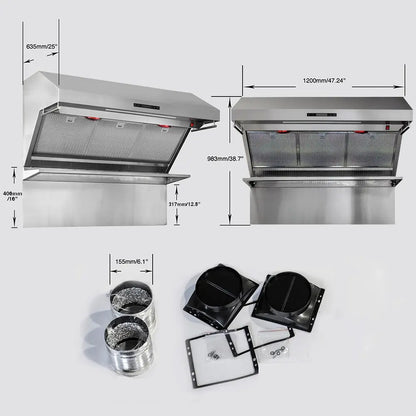 Forno Savona 48-Inch Wall Mount Range Hood, Hybrid Filters, Backsplash Included FORNO
