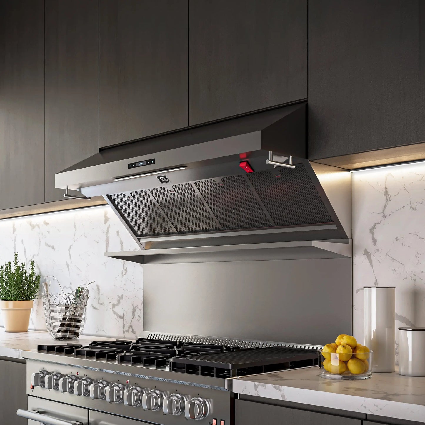 Forno Savona 48-Inch Wall Mount Range Hood, Hybrid Filters, Backsplash Included FORNO