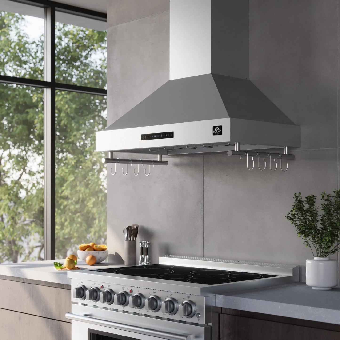 Forno Venezia 36 Inch Wall-Mounted Range Hood with Touch Controls and Baffle Filters FORNO