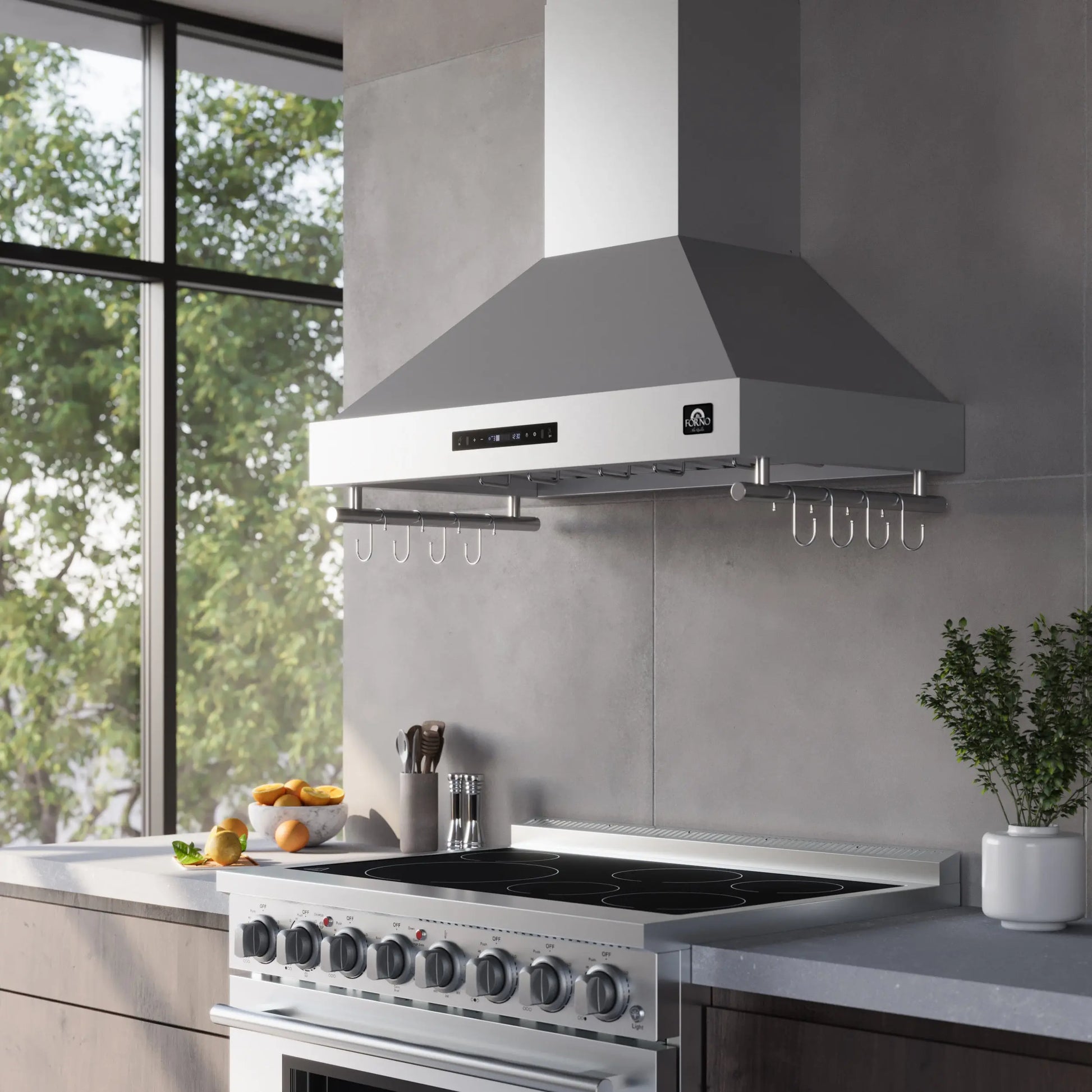 Forno Venezia 36 Inch Wall-Mounted Range Hood with Touch Controls and Baffle Filters FORNO