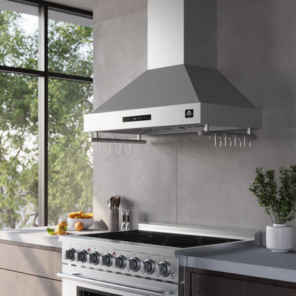 Forno Venezia 36 Inch Wall-Mounted Range Hood with Touch Controls and Baffle Filters FORNO