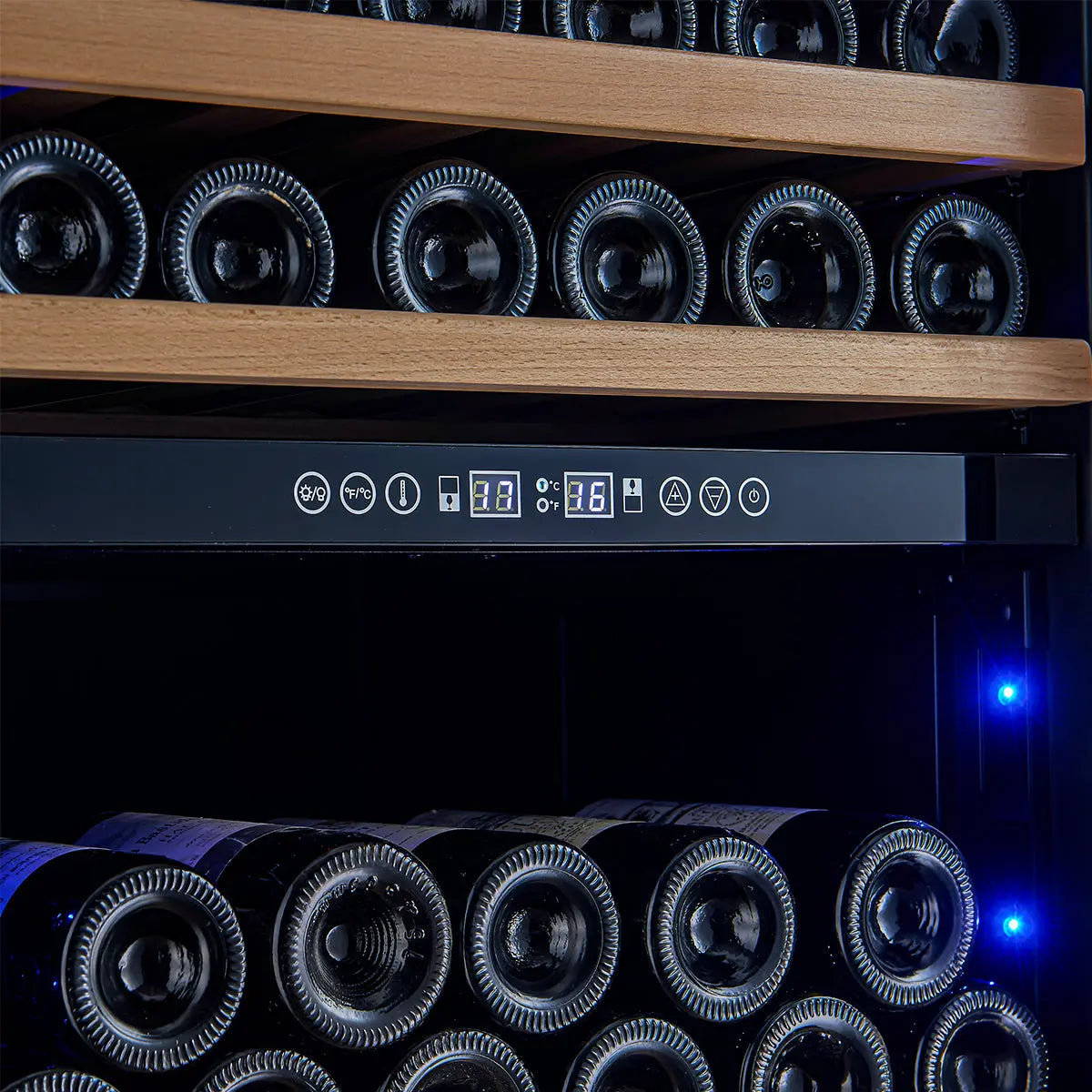 Avellina 48-in, 31.8 cu.ft. triple zone side-by-side Wine/Beverage cooler, 427 cans & 94 Wine bottles, Blue LED lights FORNO