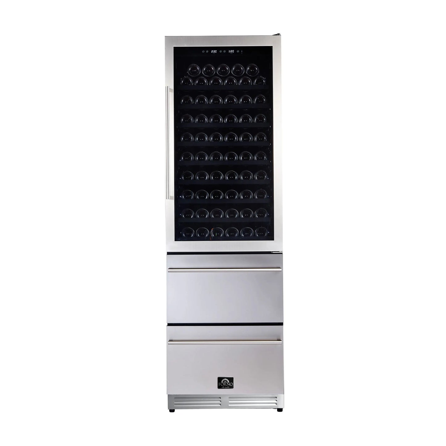 Forno Azienda 24-Inch Dual Temperature Zone Wine Cooler, Up to 108 Bottles, Two Refrigerated Drawers, Adjustable Temperature Zones, Energy Efficient FORNO