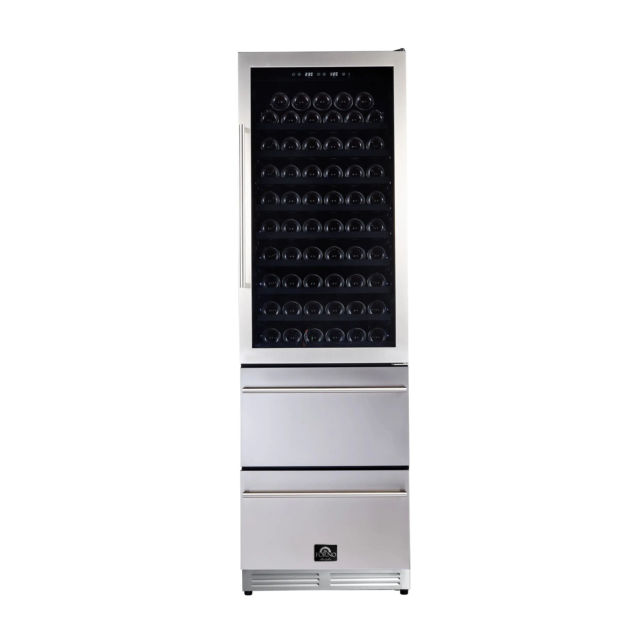 Forno Azienda 24-Inch Dual Temperature Zone Wine Cooler, Up to 108 Bottles, Two Refrigerated Drawers, Adjustable Temperature Zones, Energy Efficient FORNO