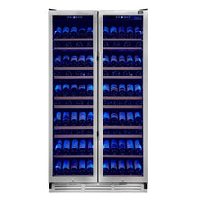 Forno Vernazza 40-Inch Side-by-Side Dual Zone Wine Cellar, 25.07 cu.ft Capacity, Stainless Steel, Temperature Control, UV-Protected Glass Door, Wooden Shelves FORNO