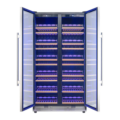 Forno Vernazza 40-Inch Side-by-Side Dual Zone Wine Cellar, 25.07 cu.ft Capacity, Stainless Steel, Temperature Control, UV-Protected Glass Door, Wooden Shelves FORNO