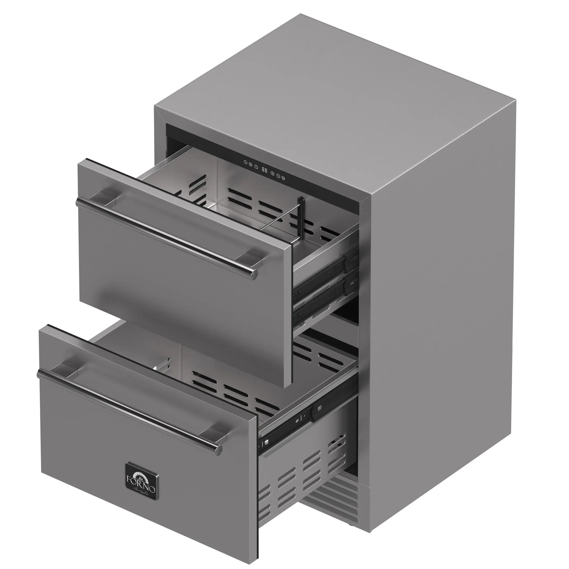 Forno Como 24-Inch Indoor Outdoor Drawer Refrigerator, 4.87 cu.ft, Stainless Steel Interior, Adjustable Shelves, LED Lighting FORNO